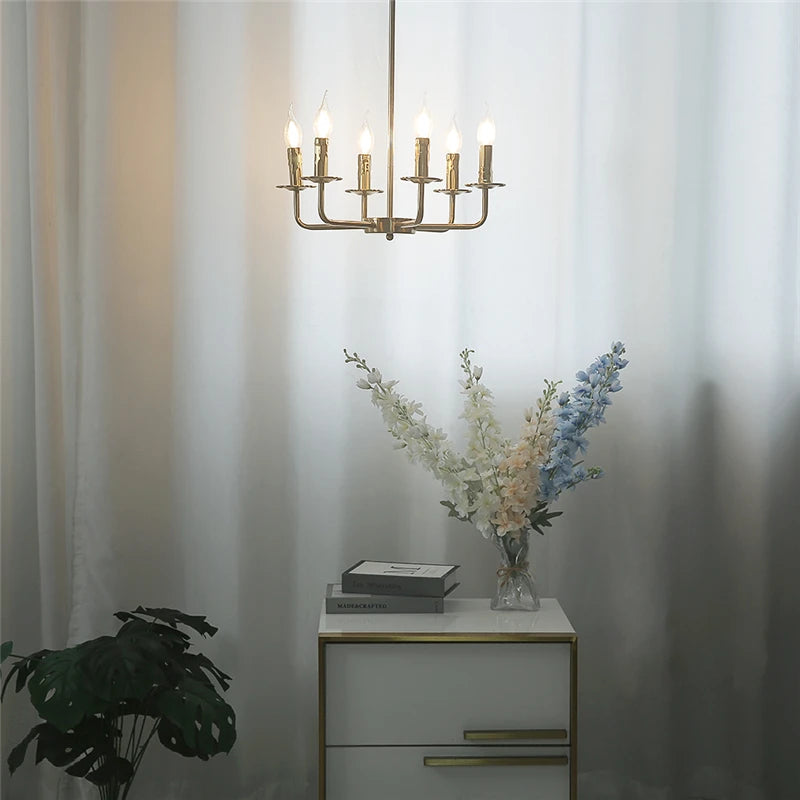 lustre moderne en fer design bougie à led créatif et luxueux - vue 3 sur 8