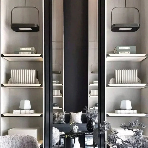 armoire de rangement moderne minimaliste avec comptoir et vitrine intégrés - vue 4 sur 10