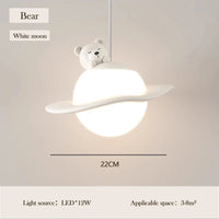 lustre mignon en forme de lapin ours et lune pour chambre d'enfant