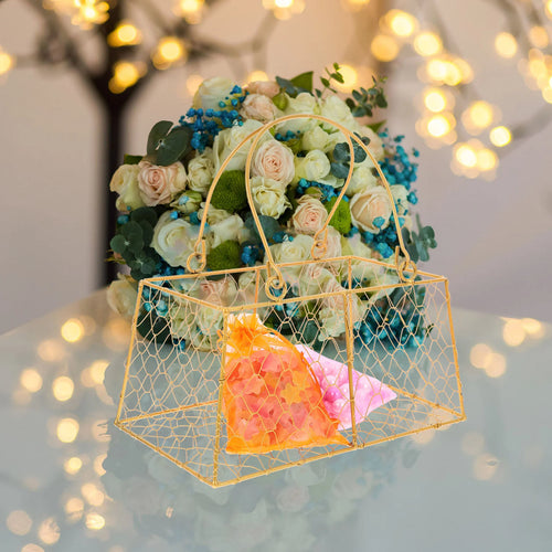 panier à main métal pour mariage avec poignée décorative