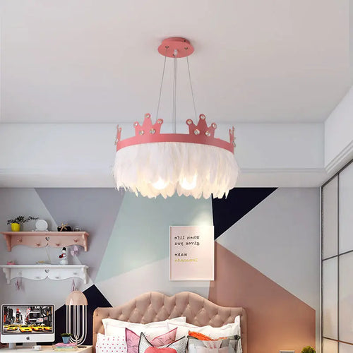 lustre nordique simple luxe avec suspension cristal plume - vue 3 sur 12
