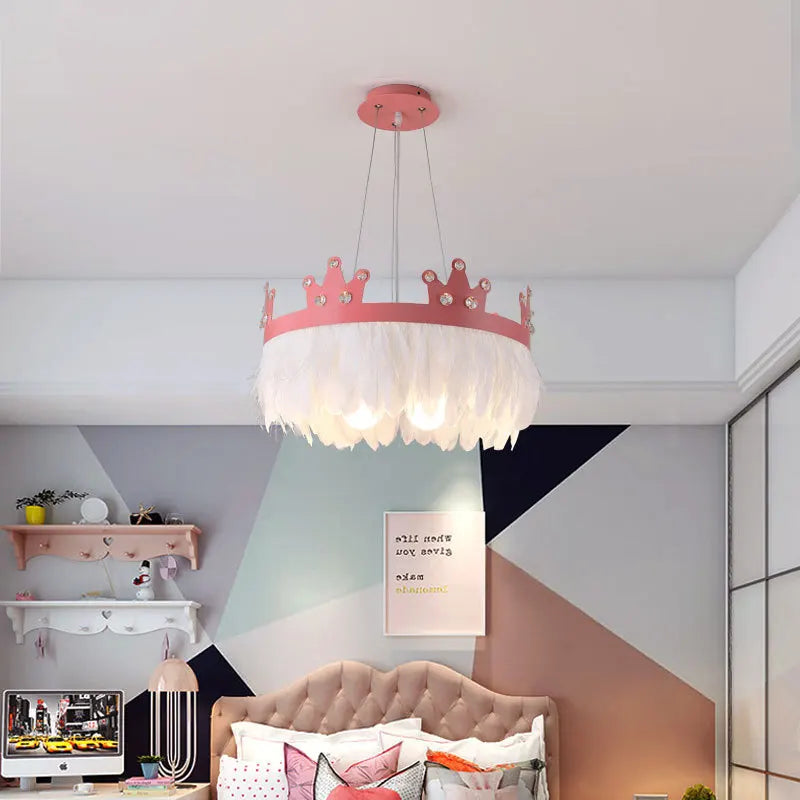 lustre nordique simple luxe avec suspension cristal plume - vue 3 sur 12