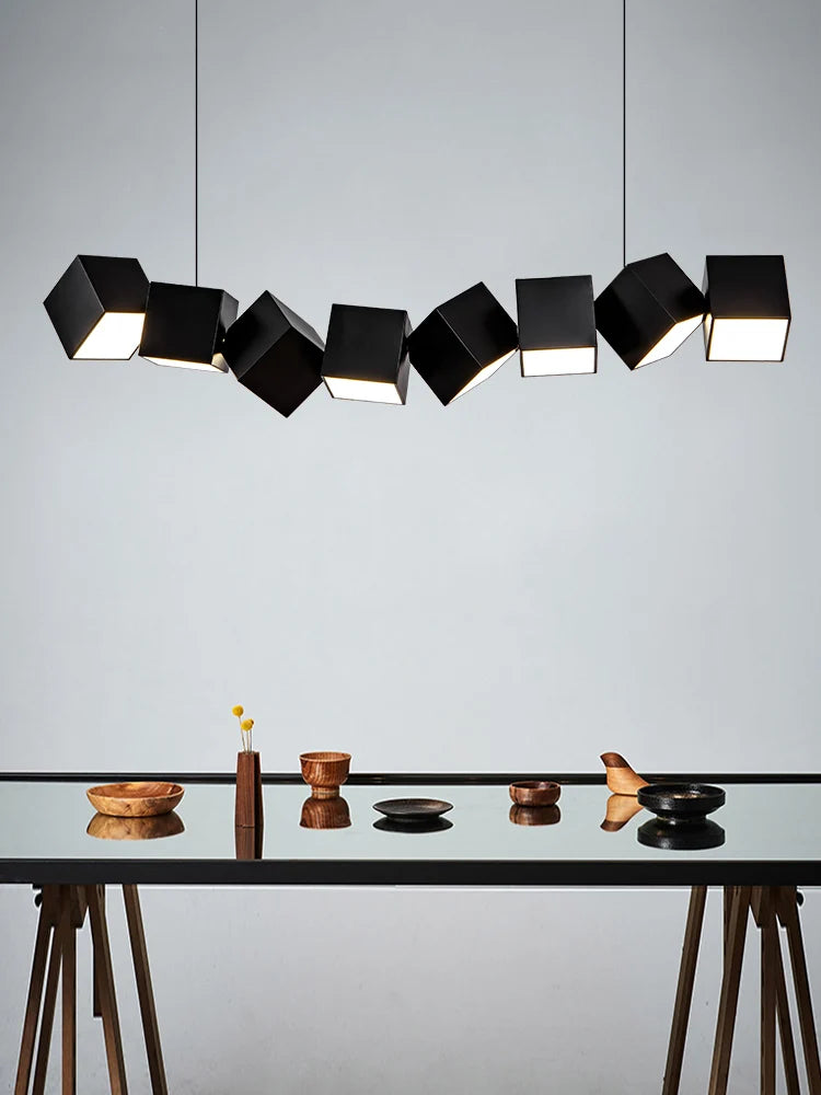 lustre moderne simple nordique luxe longue barre suspension lampe - vue 6 sur 8