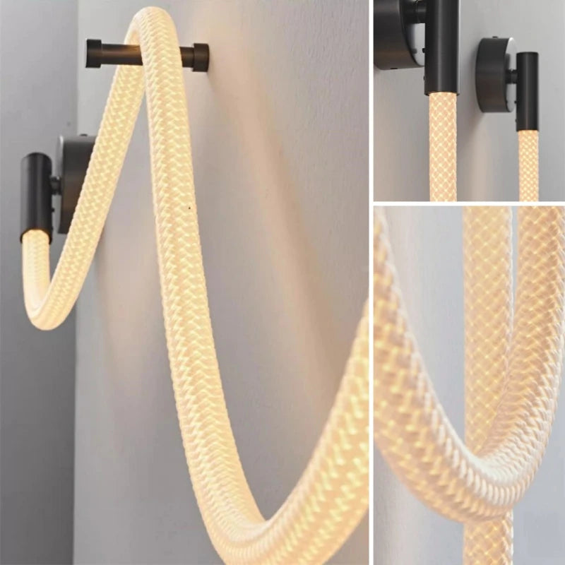 applique murale led minimaliste en silicone et fibre tissée - vue 6 sur 13