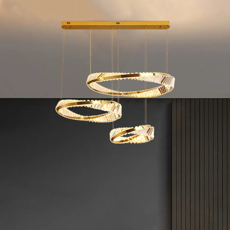 Plafonnier design doré moderne avec cristal