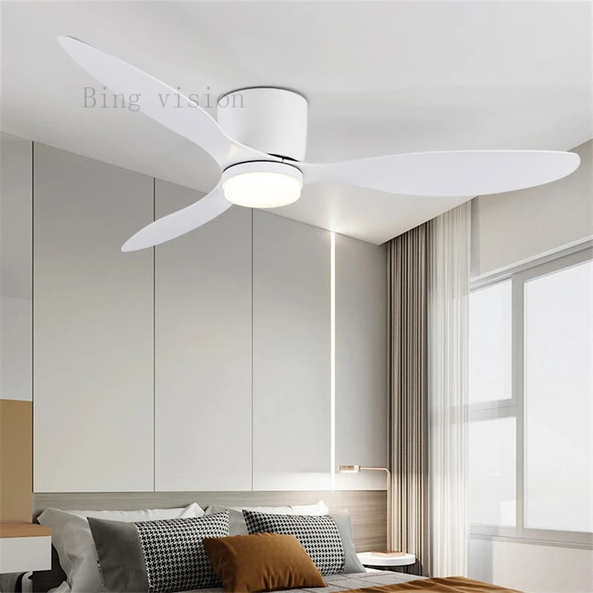 Haute qualité nordique plancher bas moderne ventilateur de plafond lampe DC LED ventilateur de plafond avec télécommande ménage simple ventilateur de plafond - vue 5 sur 14