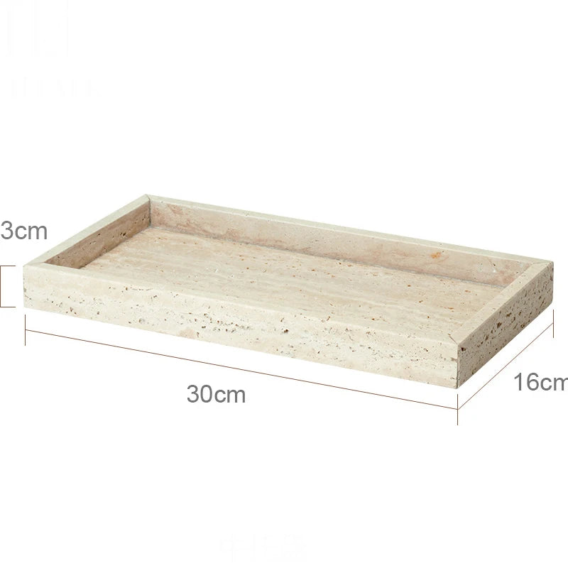 ensemble accessoires salle de bain en travertin beige naturel - vue 19 sur 28