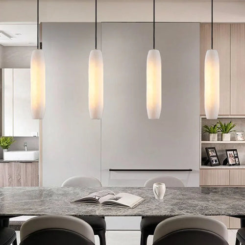Suspension moderne en marbre naturel avec fil réglable en laiton - vue 5 sur 6