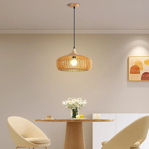 suspension nordique en bois pour décoration moderne et lumineuse - vue 3 sur 10