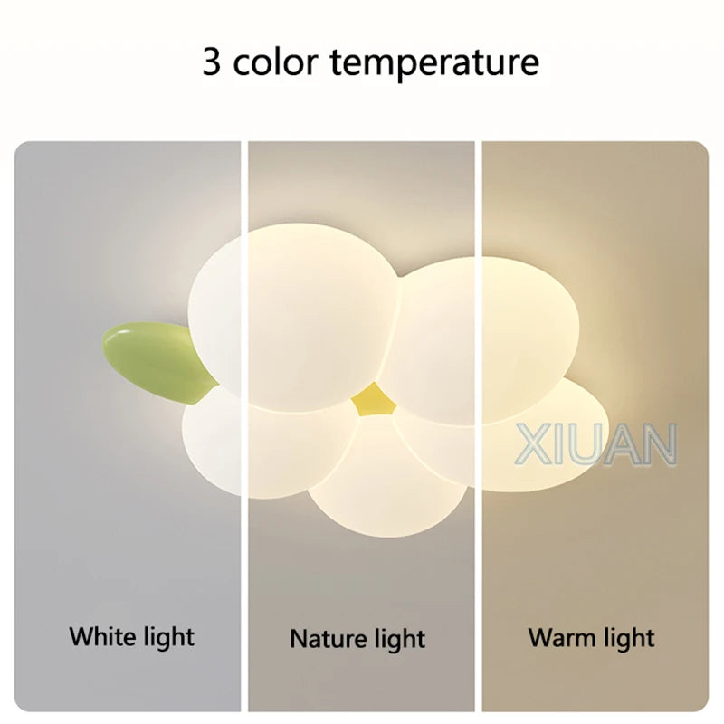 Modern Simple Children's Room Ceiling Lamps with White PE Flower Sconces White Rabbit Girl Boy Baby Kids Bedroom Hanging Light - vue 7 sur 8