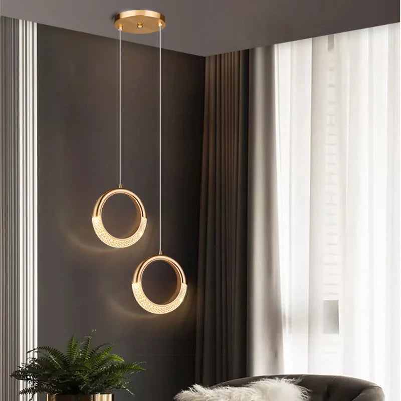 Nordique moderne suspension LED lumière or acrylique lustre créativité suspension lampe intérieur maison loft chambre chevet étude escaliers