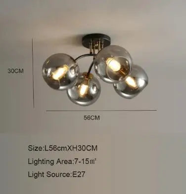 plafonnier industriel design en verre fumé pour décoration moderne - vue 11 sur 12