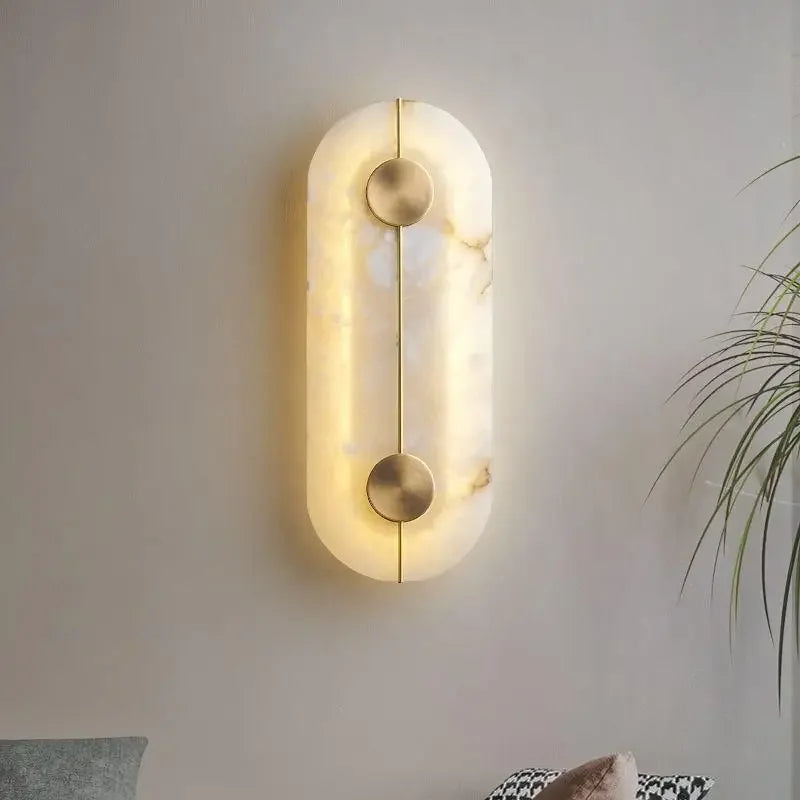 applique murale led en marbre et cuivre doré design nordique moderne