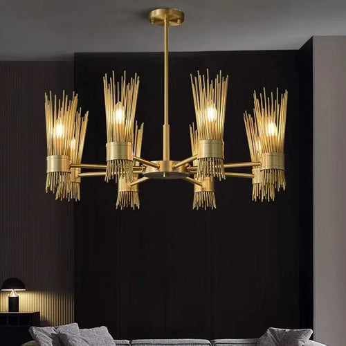 lustre en cuivre plein led décoratif pour maison créatif - vue 3 sur 16