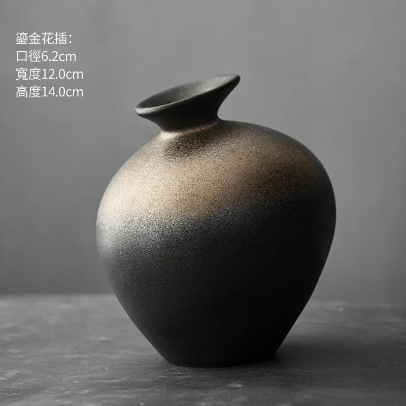 vase en terre cuite japonais imitation pierre vintage pour fleurs - vue 16 sur 21