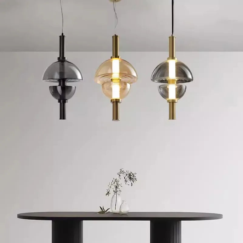 lustre moderne en verre design minimaliste pour restaurant et café - vue 2 sur 11