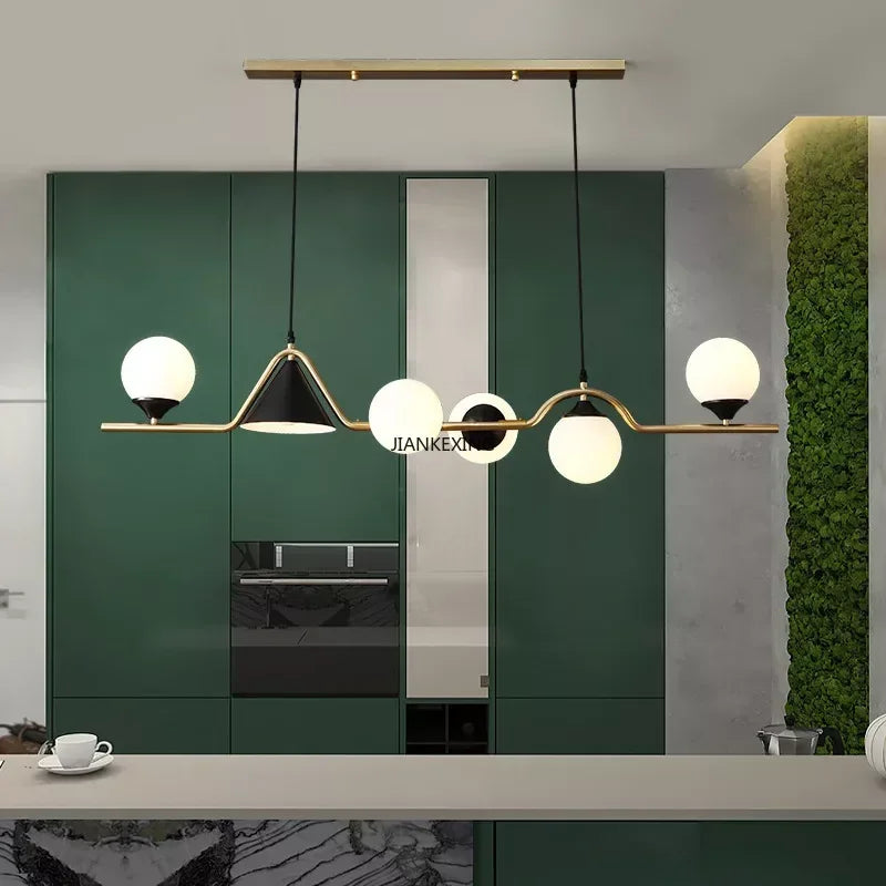 lustre led en verre pour bar et décoration de maison - vue 6 sur 9