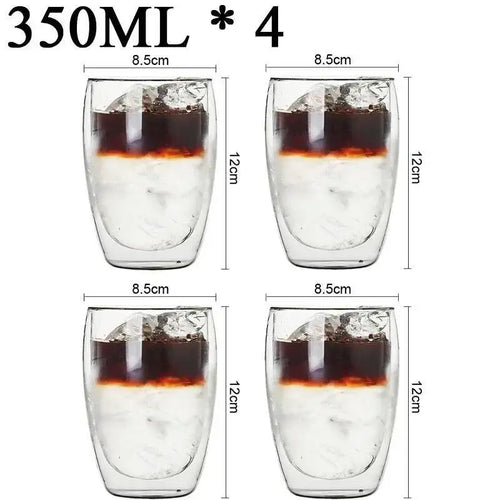 Lot 2 tasses verre double paroi borosilicate isolant