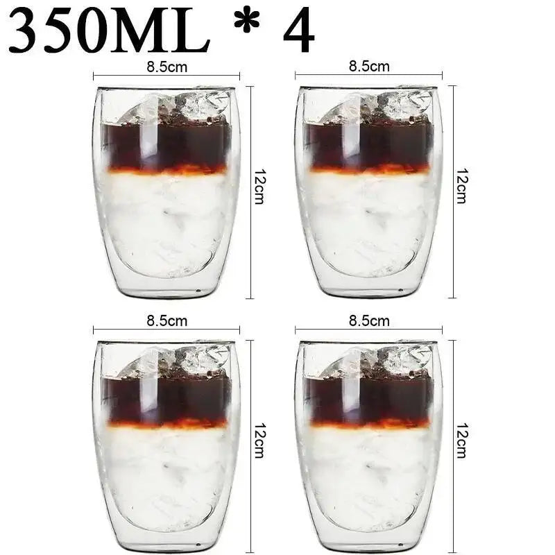 Lot 2 tasses verre double paroi borosilicate isolant