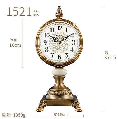 horloge de table européenne en métal plaqué cuivre élégant design luxe - vue 11 sur 18