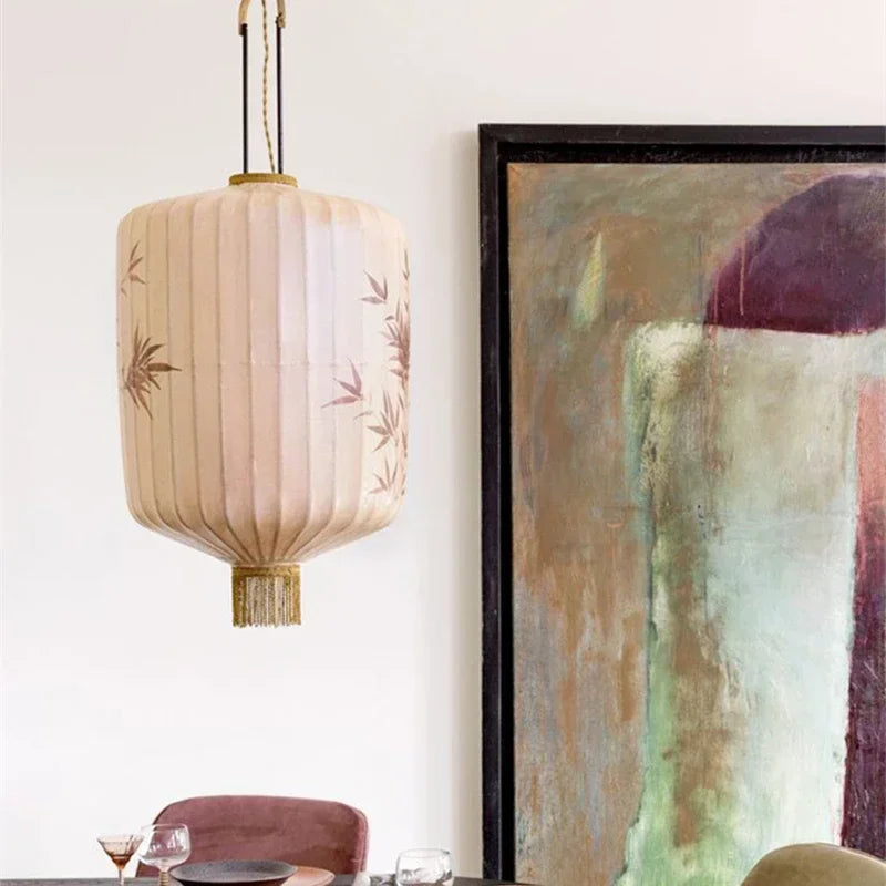 lustre en tissu rétro pour décoration de restaurant et balcon - vue 3 sur 18
