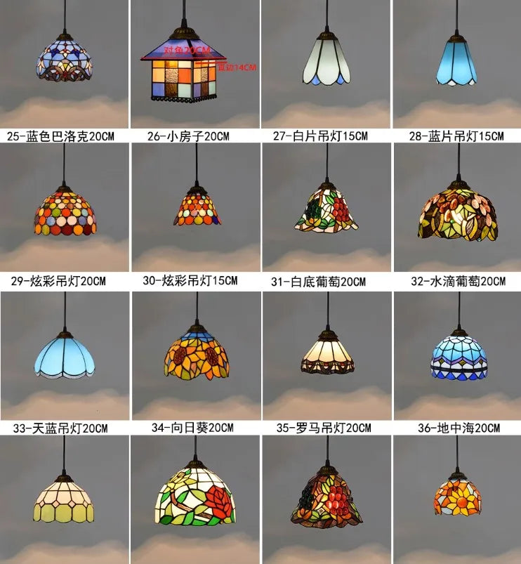 suspension vintage tiffany en verre teinté pour décoration intérieure