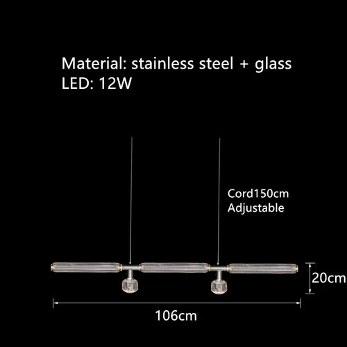 suspension tubes lumineux en verre transparent design nordique réglable - vue 11 sur 20
