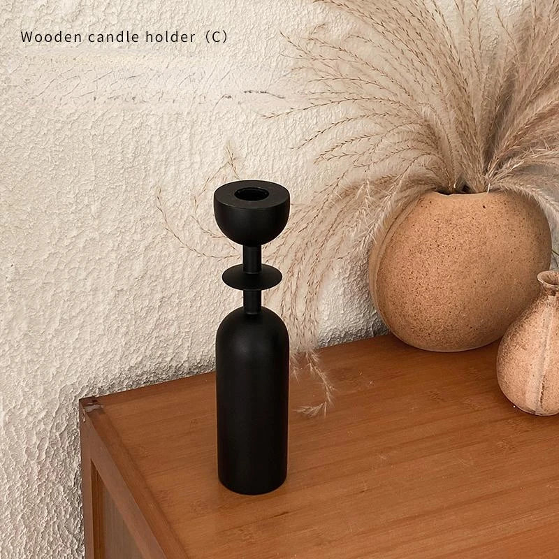 bougeoir en bois pour décoration moderne et géométrique - vue 7 sur 9
