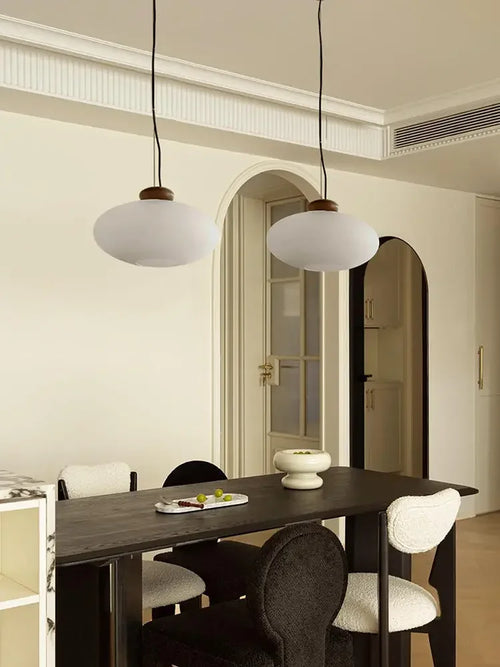 lustre rétro en verre et bois pour décoration intérieure