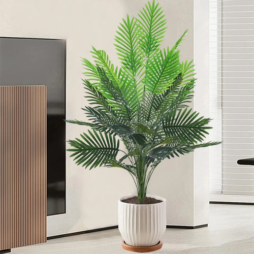 palmier artificiel en plastique avec feuilles de monstera pour jardin - vue 2 sur 9