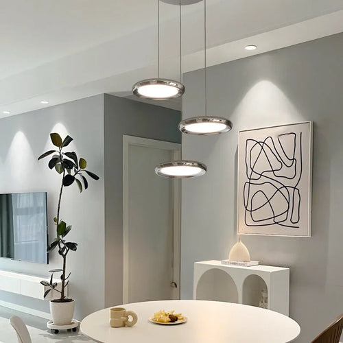 suspension led circulaire design moderne en aluminium pour intérieur