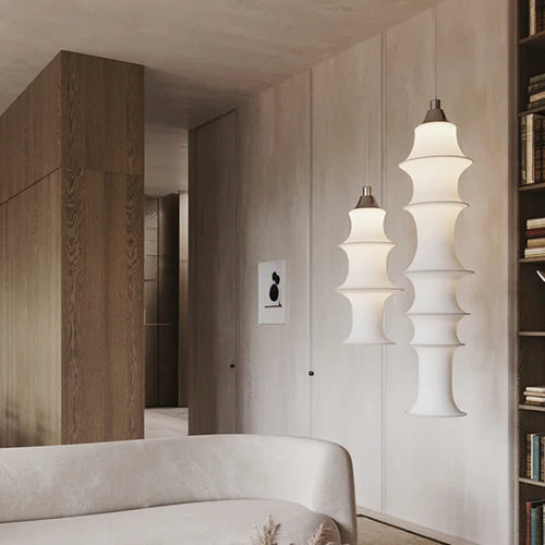 lustre en soie nordique wabi-sabi pour éclairage intérieur élégant - vue 3 sur 14