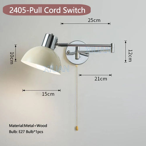 applique murale moderne bras pivotant led en tissu plissé métal - vue 11 sur 23