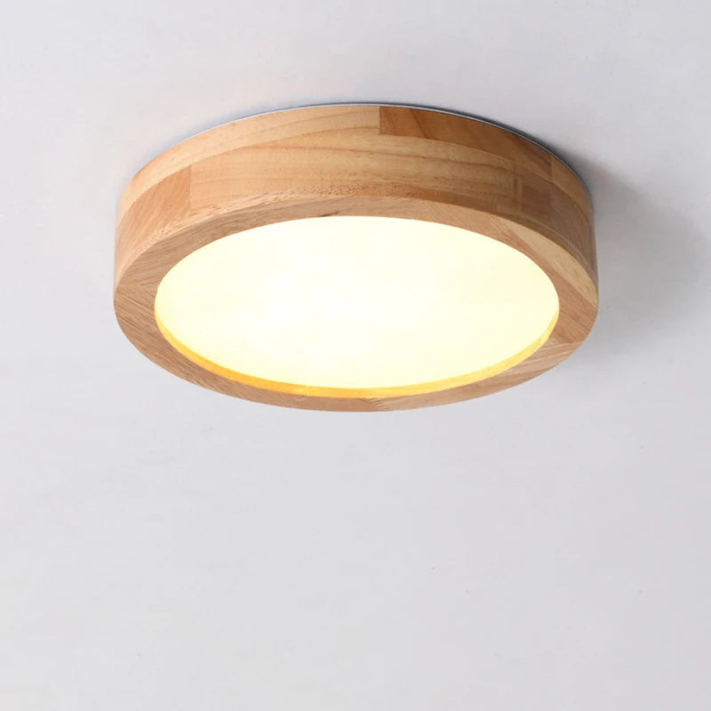 plafonnier led rond simple en bois décor nordique lampen