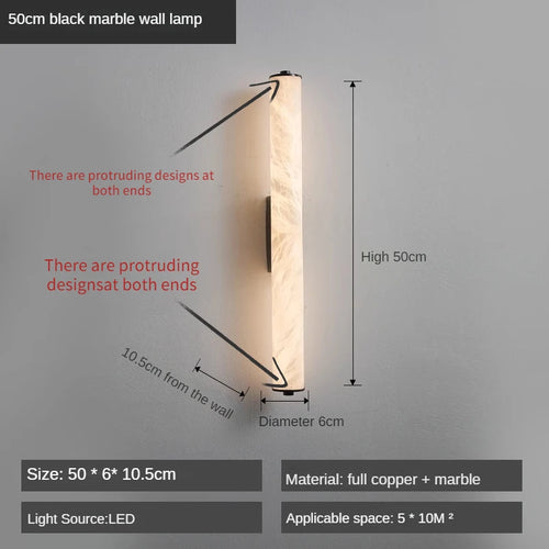 applique murale led en cuivre et marbre moderne luxe éclairage intérieur - vue 9 sur 14