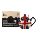Théière céramique motif drapeau britannique infuseur inox