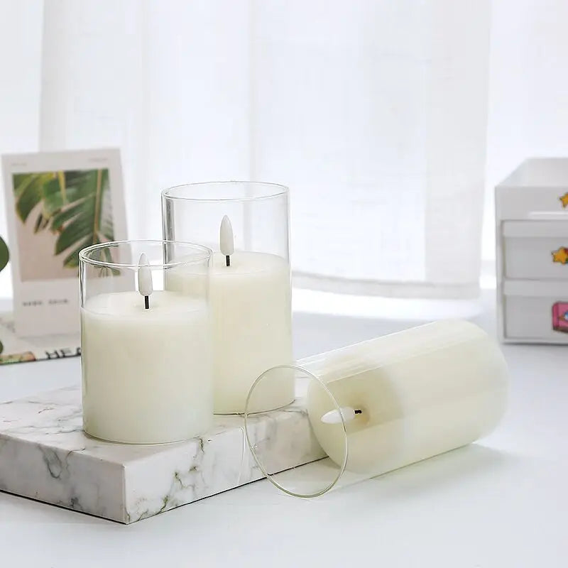 bougie pilier led rechargeable décorative avec télécommande en tube 3D - vue 9 sur 12