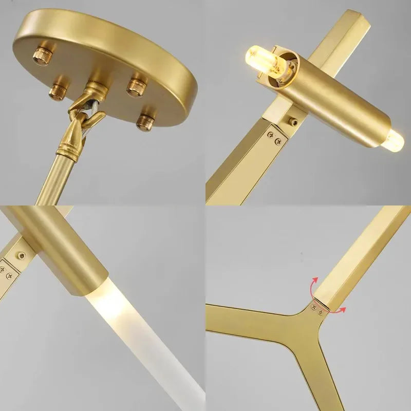 lustre moderne en verre led tube branche pour décoration suspendue - vue 5 sur 14
