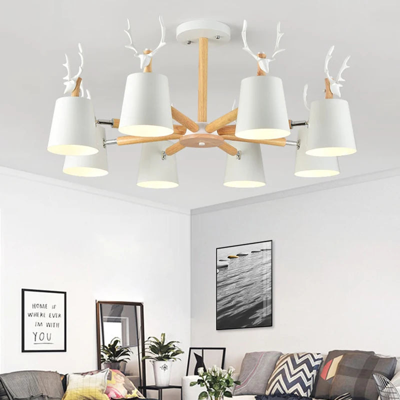 plafonnier moderne en bois de cerf pour décoration intérieure - vue 6 sur 8
