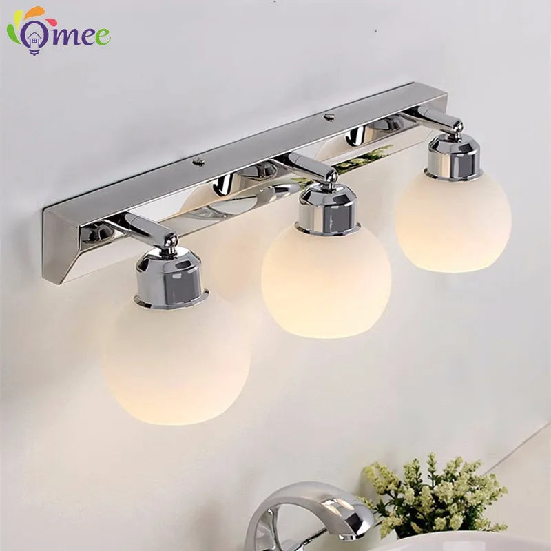 éclairage vanité salle bains cristal moderne chrome noir acier inoxydable miroir e26