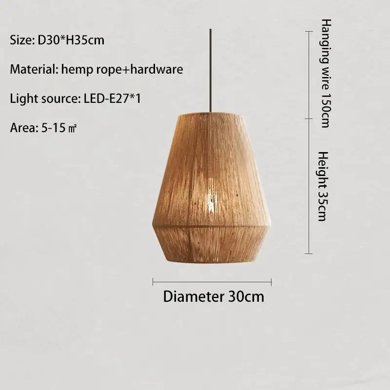 suspension en rotin japonais style wabi sabi pour espaces rustiques - vue 12 sur 16