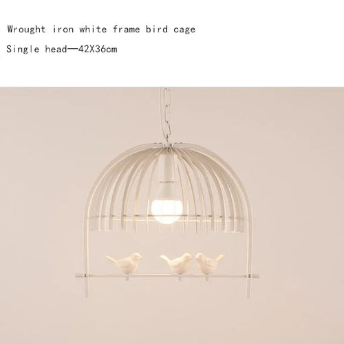 Nordic Resin Iron Bird Cage Chandelier For Dining Room Kitchen Restaurant Cafe Indoor Decoration Hanging Lamp Light Fixtures