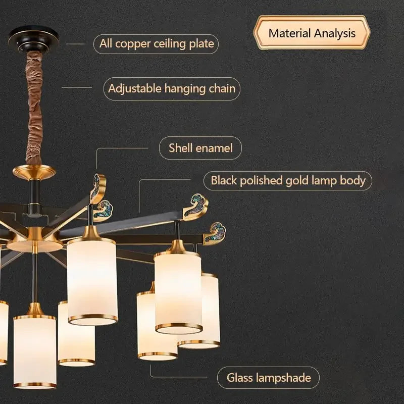 lustre en cuivre design style chinois pour éclairage moderne