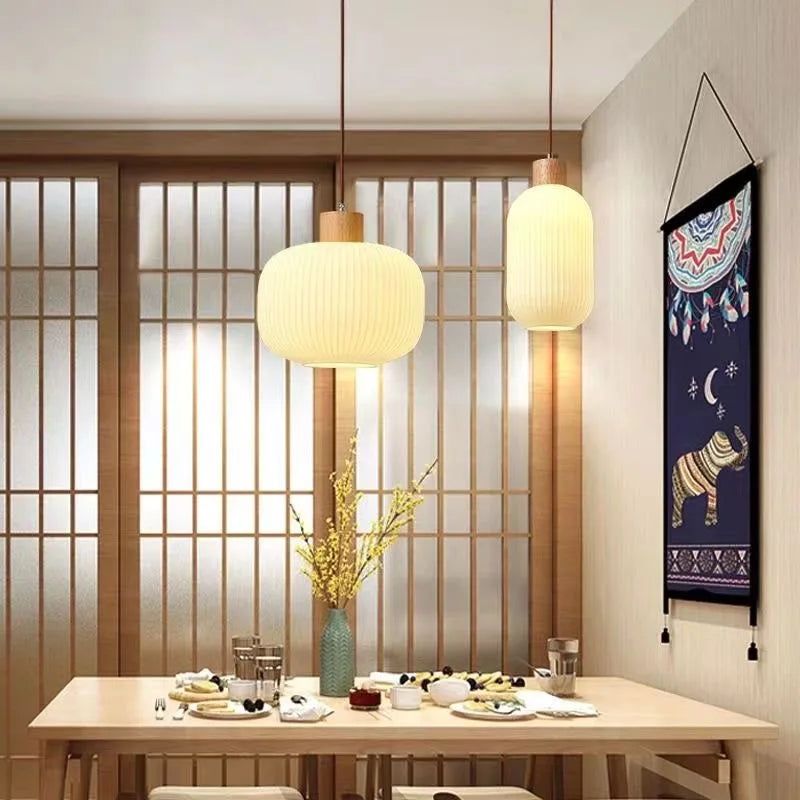 suspension en verre avec décor nordique en bois - vue 6 sur 11