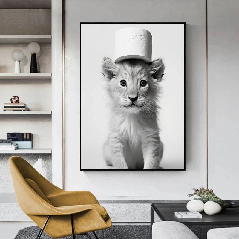 affiche murale drôle d'animaux mignons pour décoration intérieure