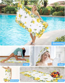 Serviette de plage microfibre citron motif floral été