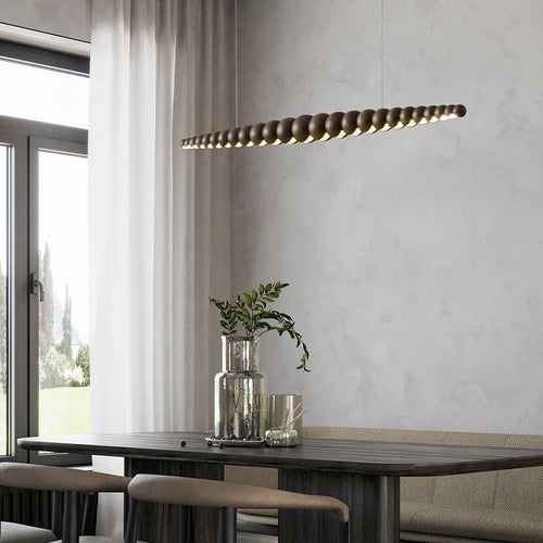 Suspension en bois lampe suspendue Table moderne LED longue lumière linéaire éclairage d'îlot de cuisine pour salle à manger salon bureau