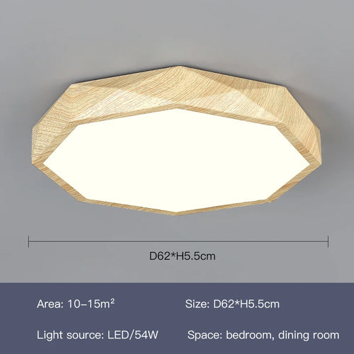plafonnier led moderne en bois et métal design géométrique - vue 11 sur 14