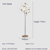 lampadaire moderne nordique led en forme de fleur de ginkgo
