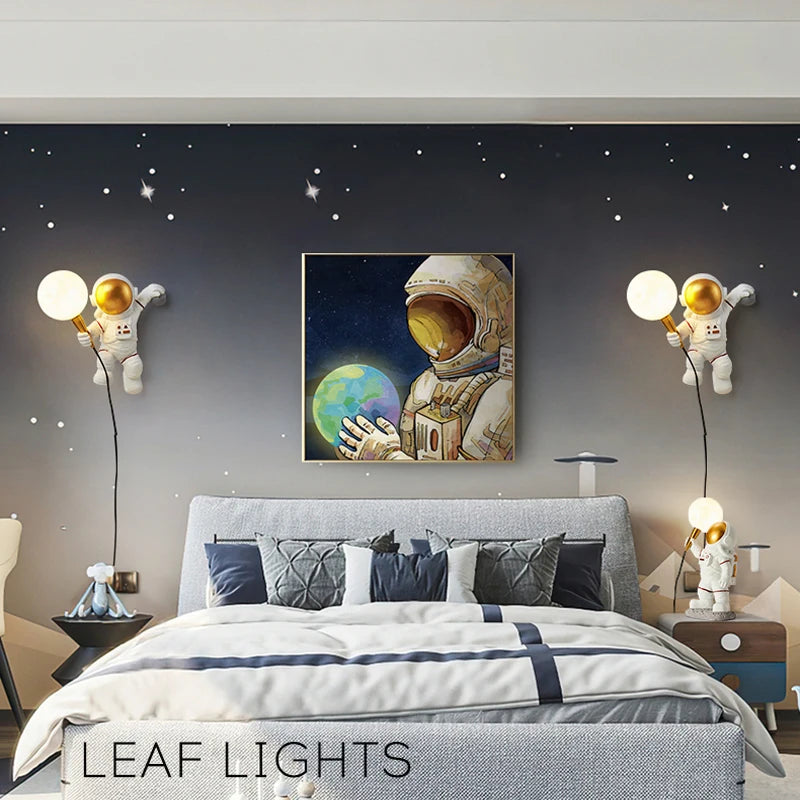 Nordique LED personnalité astronaute lune applique chambre d'enfants cuisine salle à manger chambre étude balcon allée lampe décoration